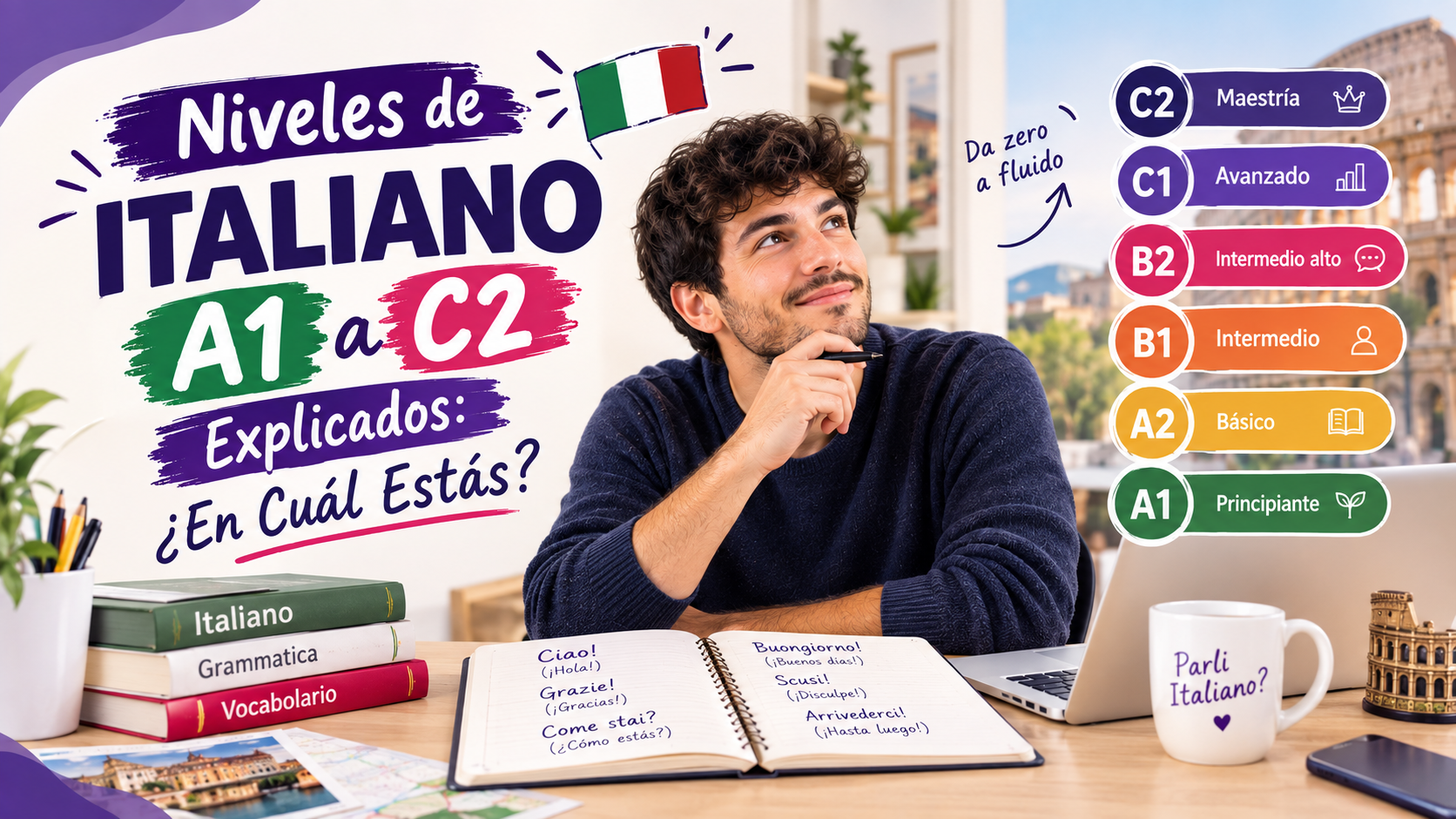 Niveles de Italiano A1 a C2 Explicados: ¿En Cuál Estás?